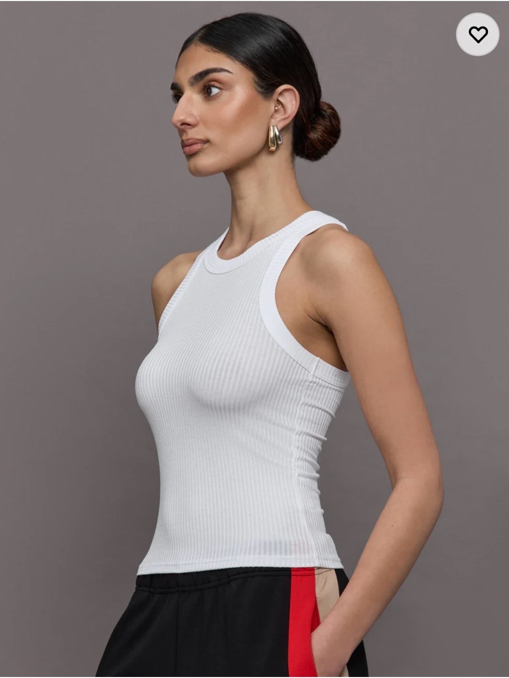 NEW Carbon38 Fitted White Ribbed Jersey Tank Top Size Large